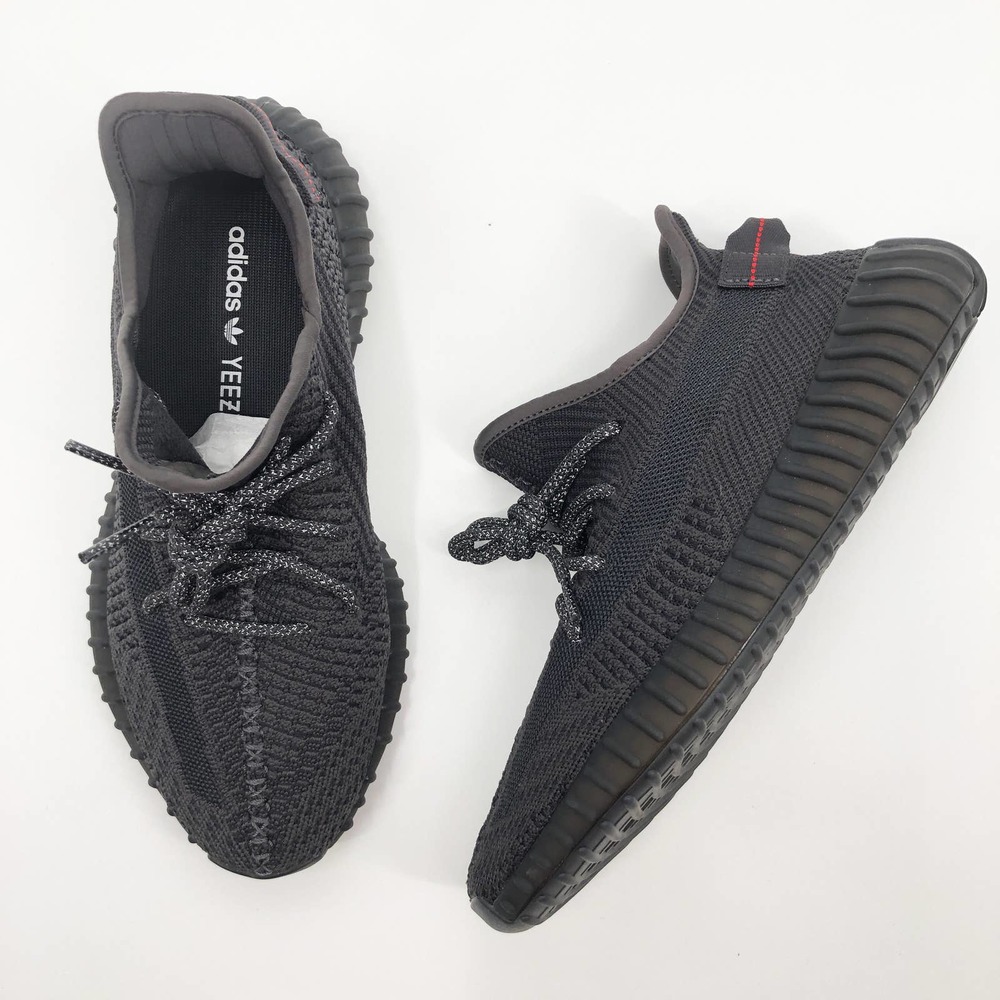 Adidas Yeezy Boost 350 V2 Static Black Non-Reflective Running Shoes 9 - Picture 7 of 12